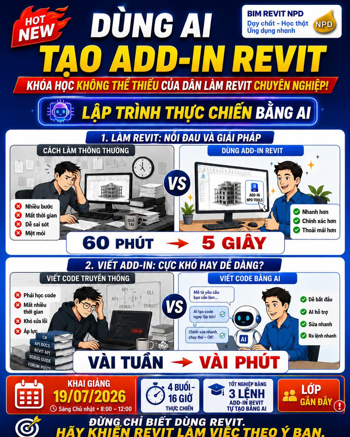 60 phút làm thủ công - 05 giây với Addin Revit (Lớp Dùng AI tạo Addin Revit)