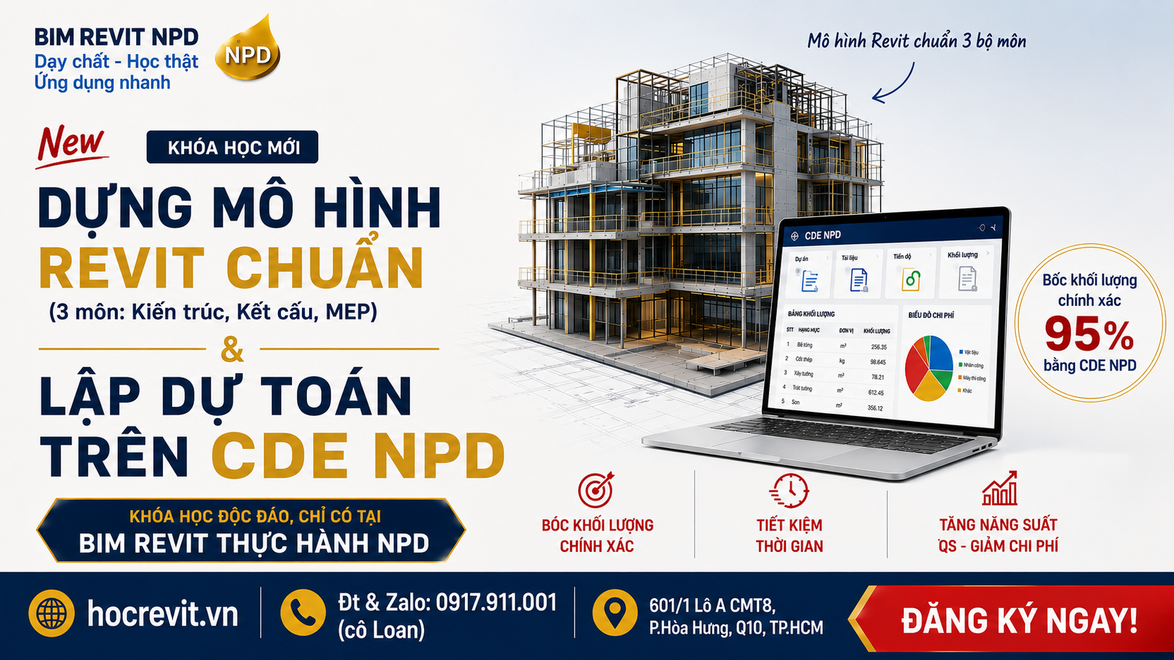 Khóa học mới! Dựng mô hình Revit chuẩn & Dự toán trên CDE NPD