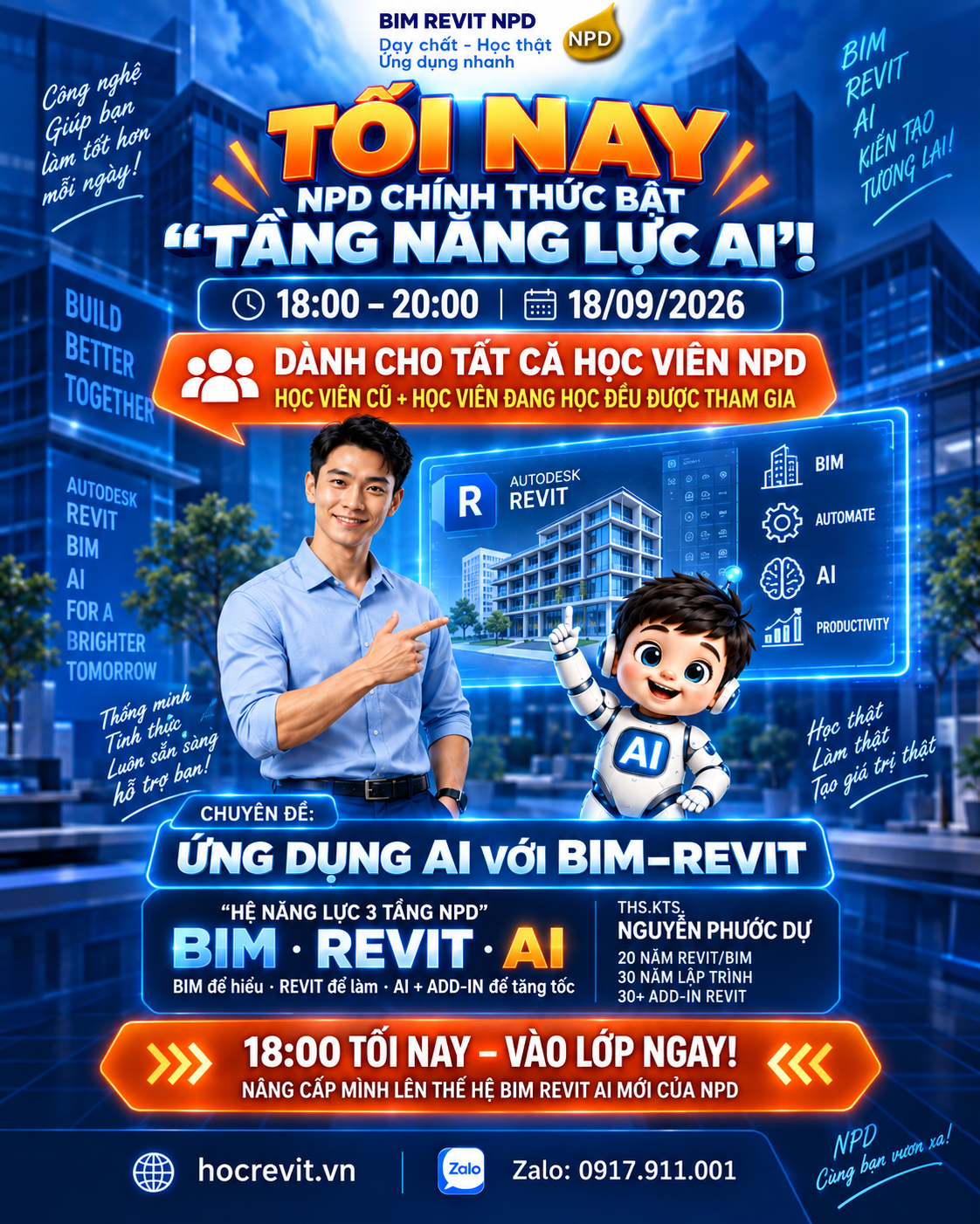 CHUYÊN ĐỀ ỨNG DỤNG AI VỚI BIM REVIT - NPD CHÍNH THỨC BẬT “TẦNG NĂNG LỰC AI” CHO HỌC VIÊN (18/9/2026)