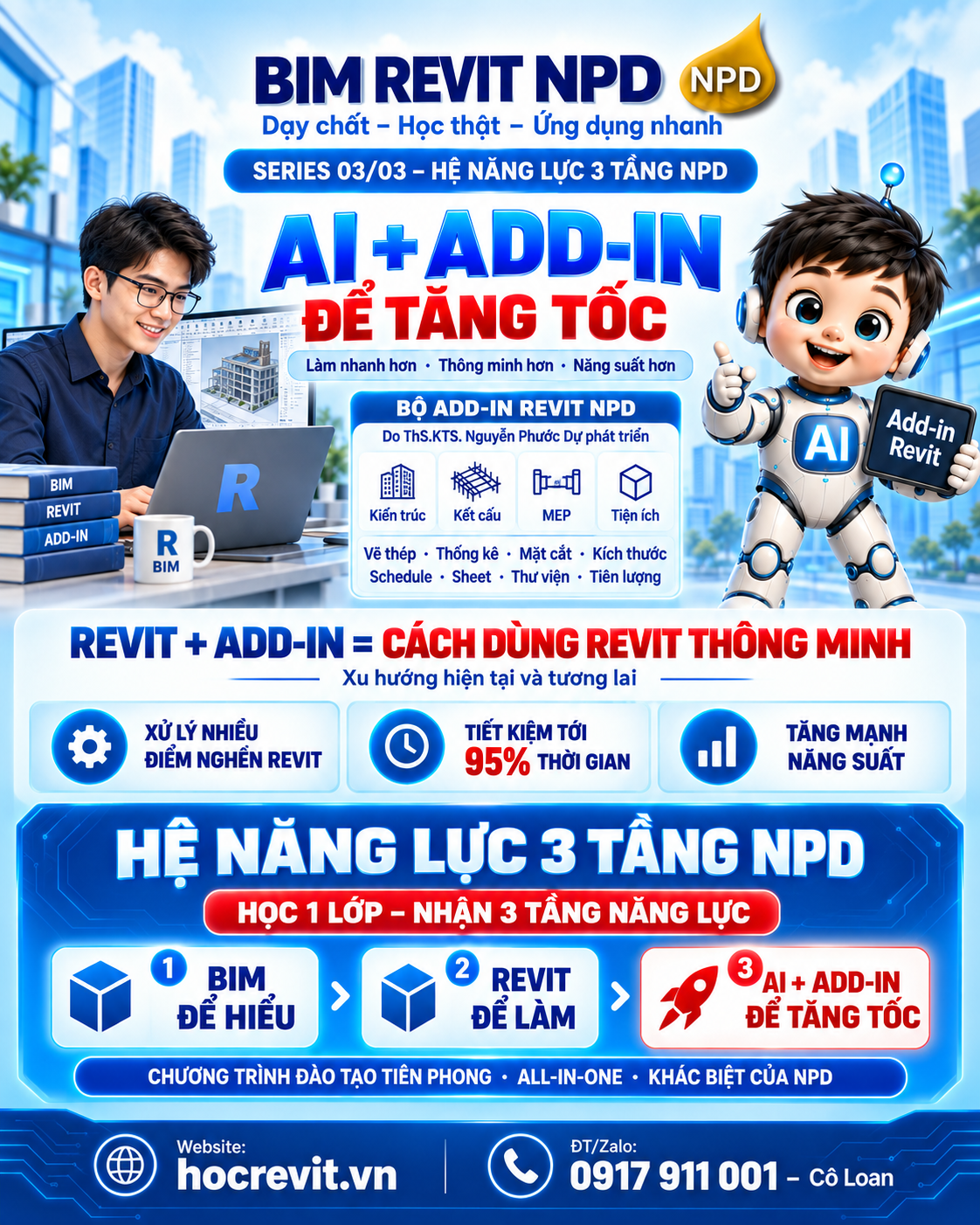 BÀI 3: AI + ADD-IN REVIT ĐỂ TĂNG TỐC (SERIES 03 BÀI – HỆ NĂNG LỰC 3 TẦNG NPD)