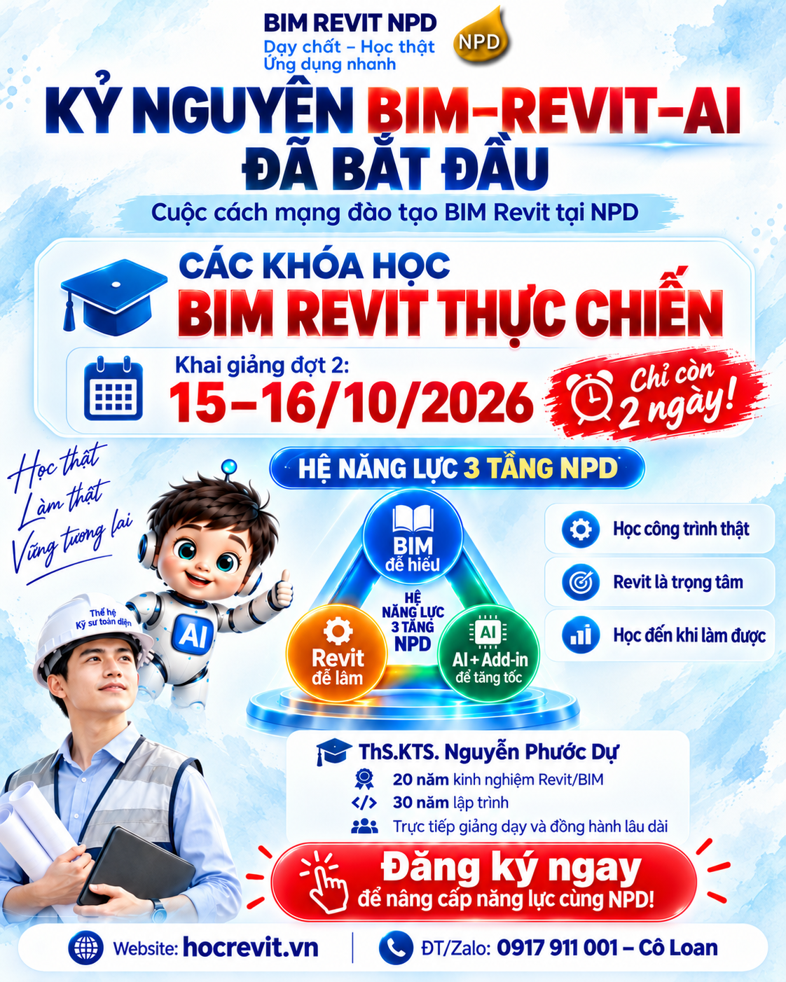 Các khóa học BIM REVIT THỰC CHIẾN – Khai giảng đợt 2: 15 - 16 tháng 10 năm 2026