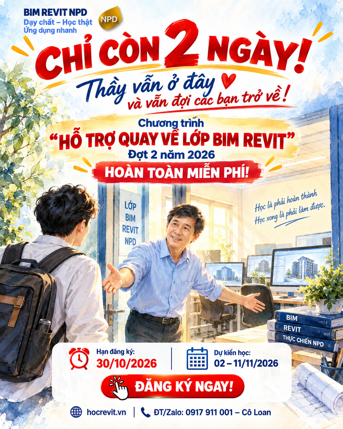 Chương trình “Hỗ trợ quay về lớp BIM Revit” – Đợt 2 năm 2026: HOÀN TOÀN MIỄN PHÍ!